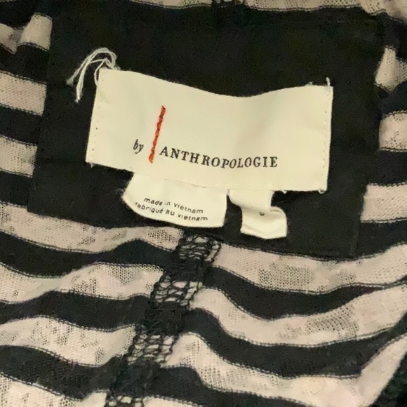 Anthropologie black striped blouse with lace back and sleeves.V neckline. Size S - Picture 8 of 9